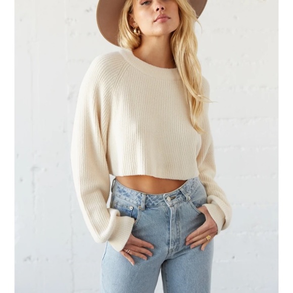 American Threads Cream Cropped Sweater - Picture 1 of 6